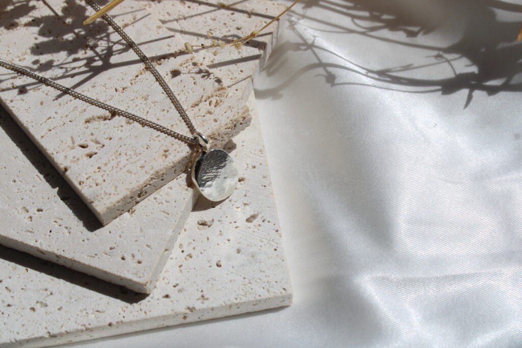 Asymmetric Textured Silver Pendant