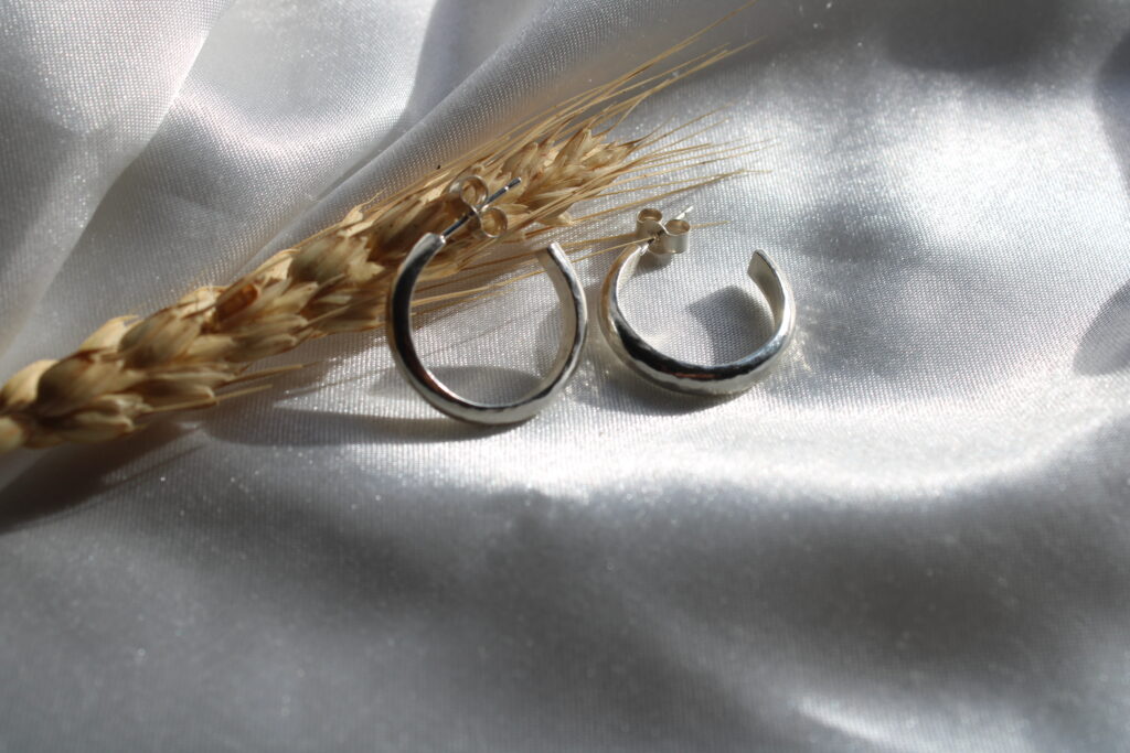Chuncky Textured Sterling Silver Hoops